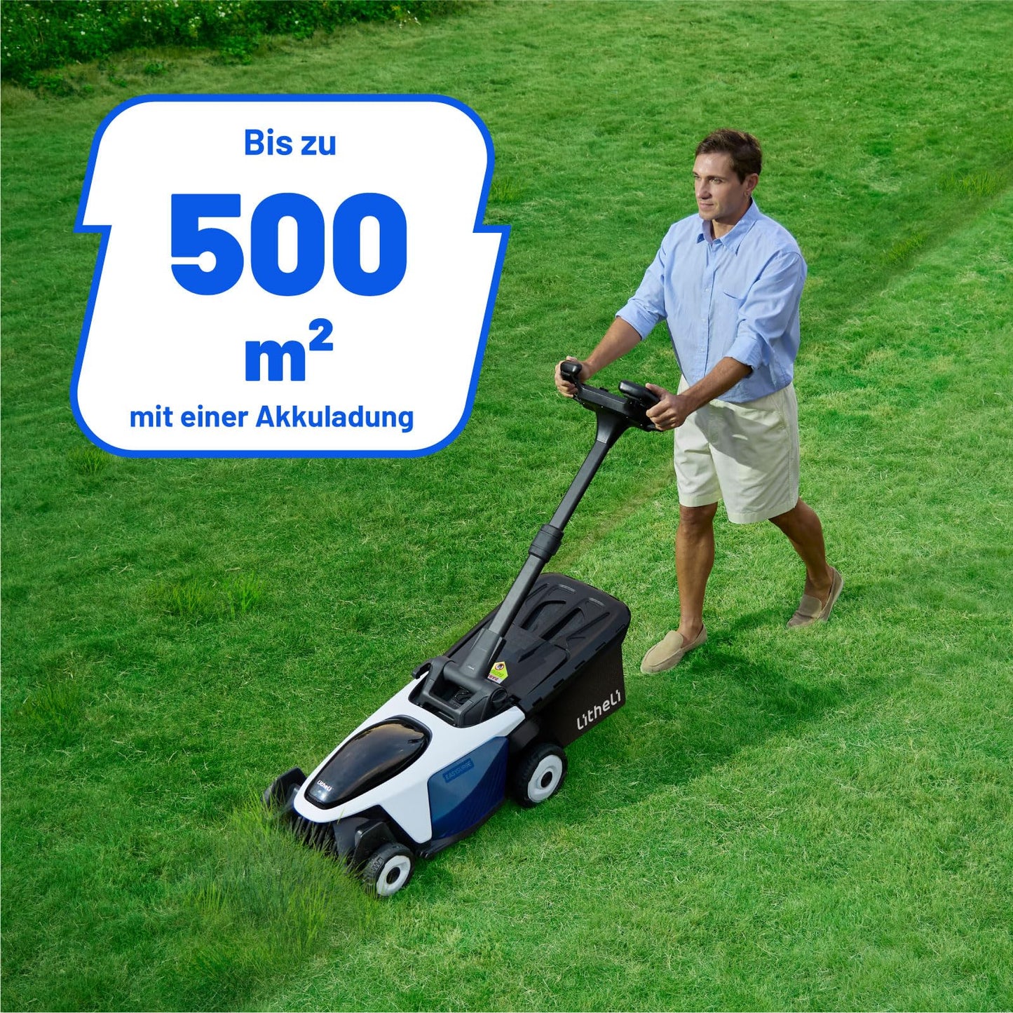 Litheli Easysurge Akku Rasenmäher inkl. 2x4,0Ah Akkus: Selbstfahrend (2,2-4,7 km/h), Bürstenloser Motor