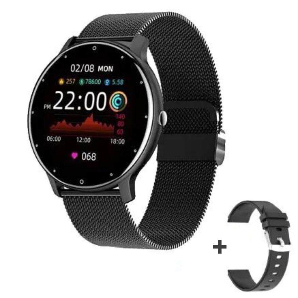 LIGE Smartwatch: Touchscreen-Display, IP67, Bluetooth für Android & iOS (Schwarz Mesh)
