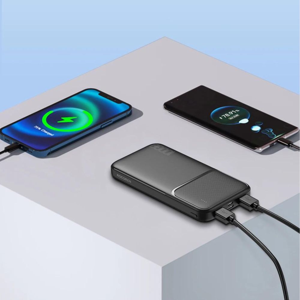 Rocoren 10000mAh Powerbank | Schnelles Ladegerät für iPhone, Xiaomi