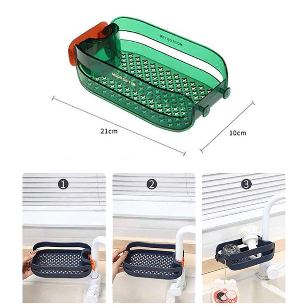 2-in-1 Abtropfgestell für Wasserhahn | Einclip-Fixierung, Küchen- & Bad-Organizer