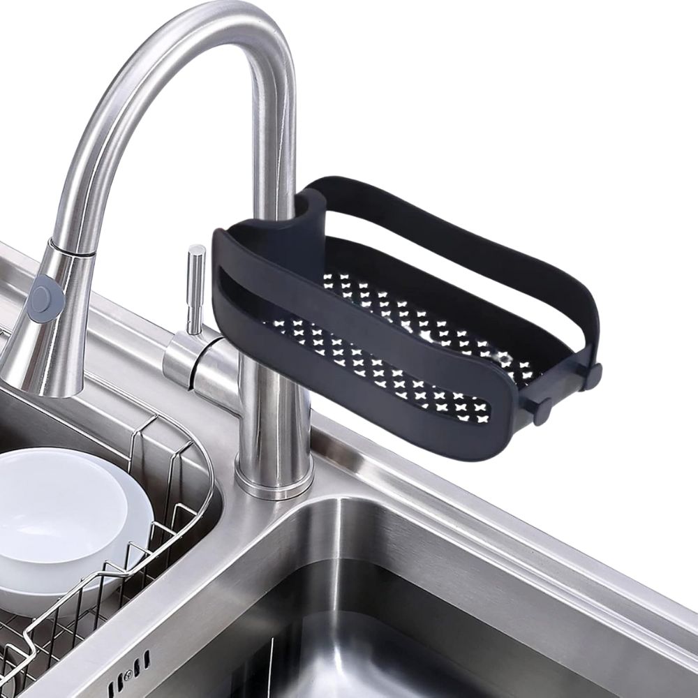 2-in-1 Abtropfgestell für Wasserhahn | Einclip-Fixierung, Küchen- & Bad-Organizer