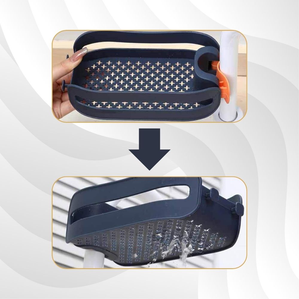 2-in-1 Abtropfgestell für Wasserhahn | Einclip-Fixierung, Küchen- & Bad-Organizer