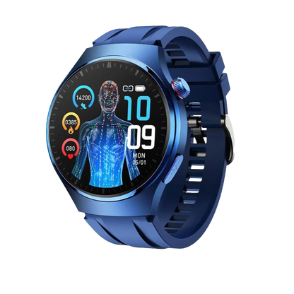 EKG Smartwatch mit PPG Laser | Körpertemperatur, Blutzucker, BT-Anruf