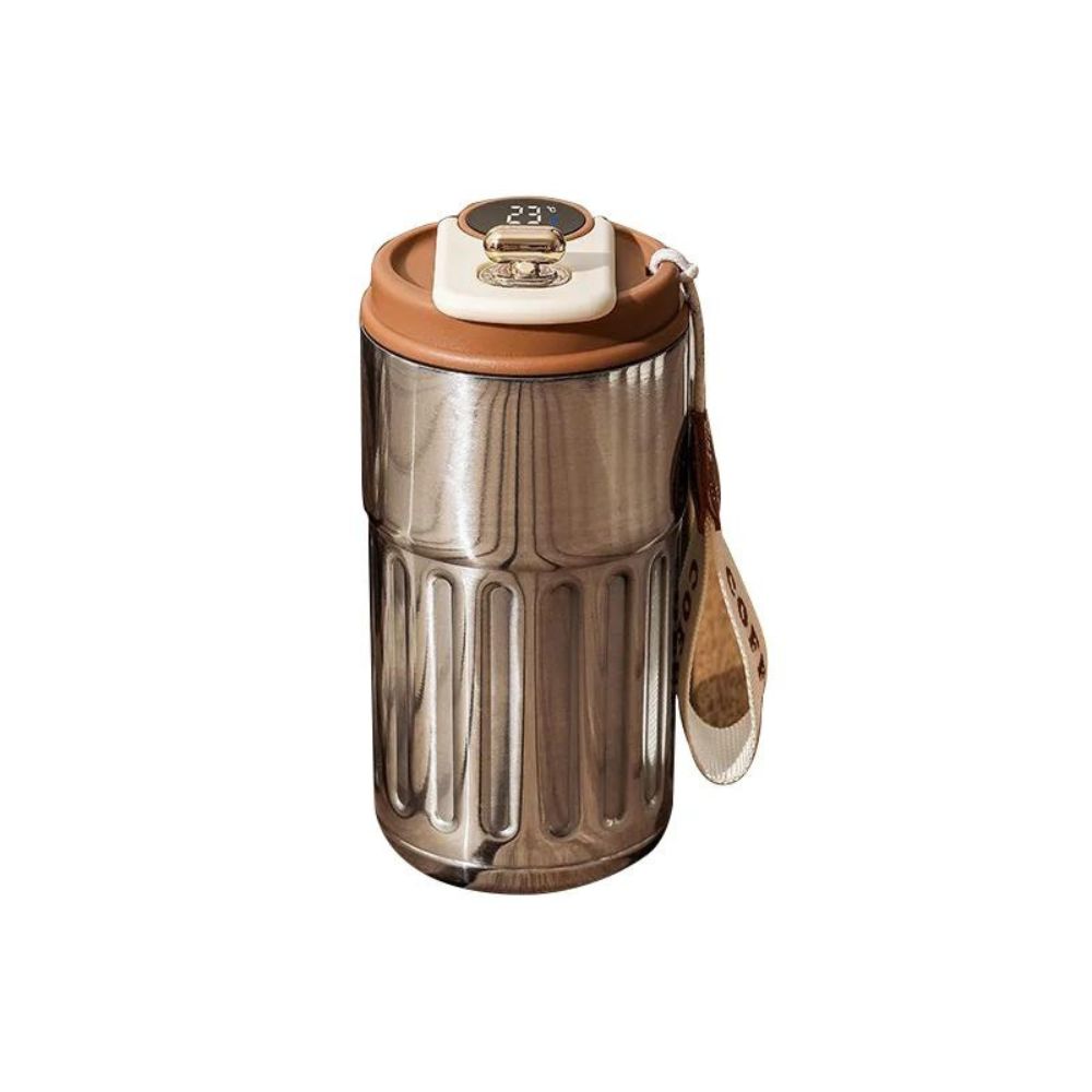 Intelligente Thermosflasche | Digitales LED-Temperatur-Kaffeetasse: Edelstahlbecher (Natur)