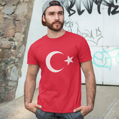 Türkei-Flagge Kurzarm Casual T-Shirt in Rot | Neumond-Stern Design: EM2024 Streetwear 2