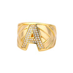 Adjustable Letter Rings (A-Z) with Zirconia | Stainless Steel, Jewelry Gift