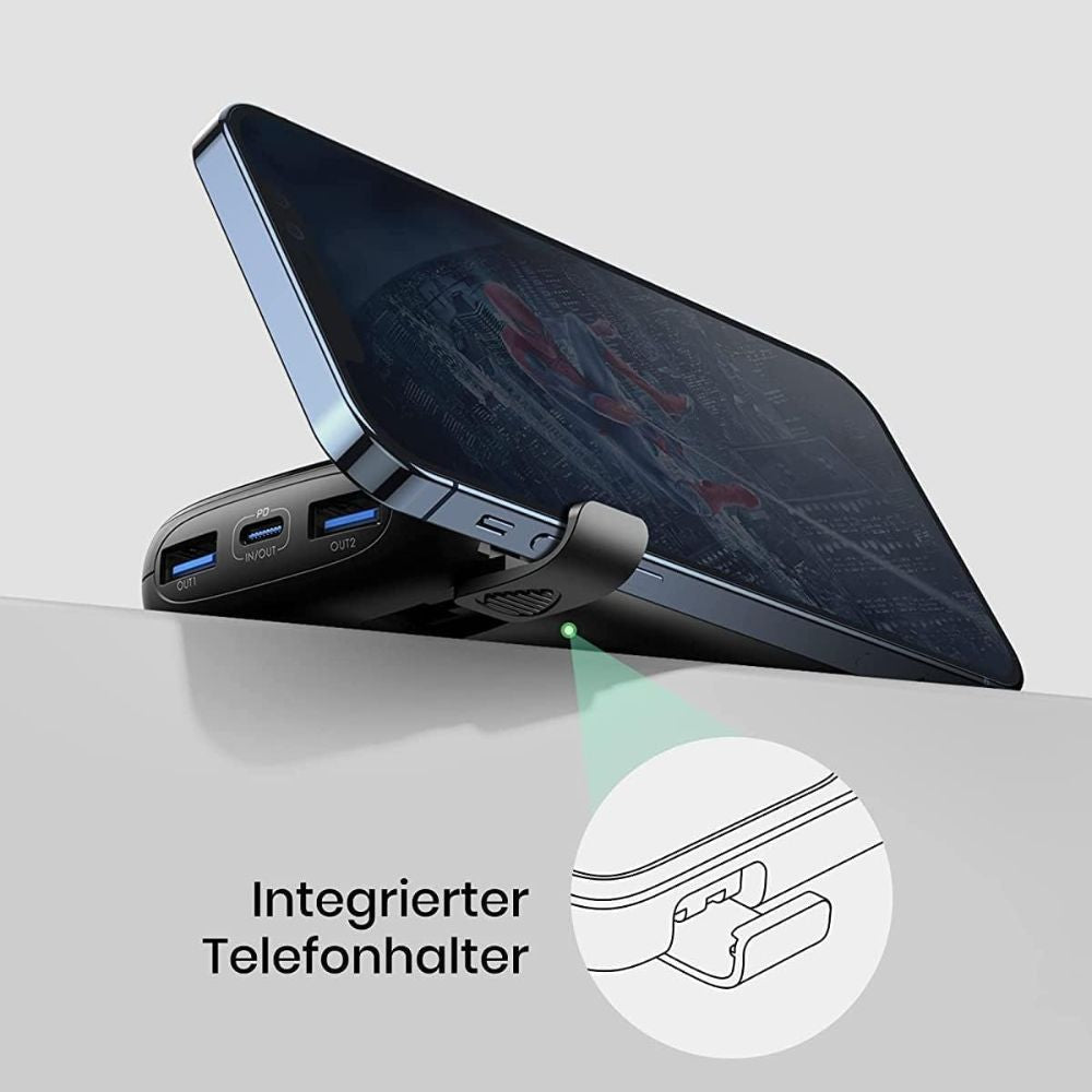 INIU Powerbank (10000mAh - 22.5W) with LED display: Small but powerful | USB-C input &amp; output