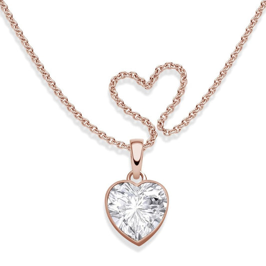 AMOONIC heart necklace for girls (925 silver) rose gold-plated: children's necklace with '45cm' heart pendant