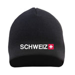 Schweiz mit Flagge Strick-Wintermütze | Einheitsgröße (Schwarz)