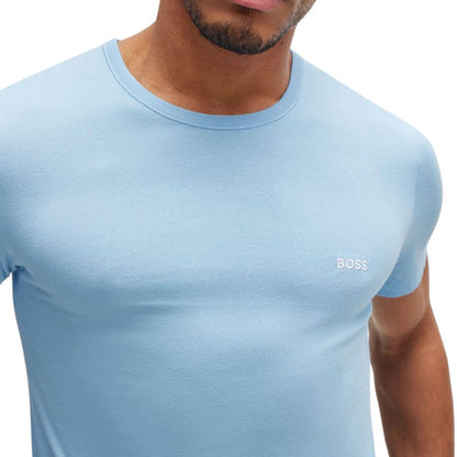 BOSS Herren T-Shirt: Baumwoll-Jersey, Logo-Stickerei, klassischer Rundhalsschnitt
