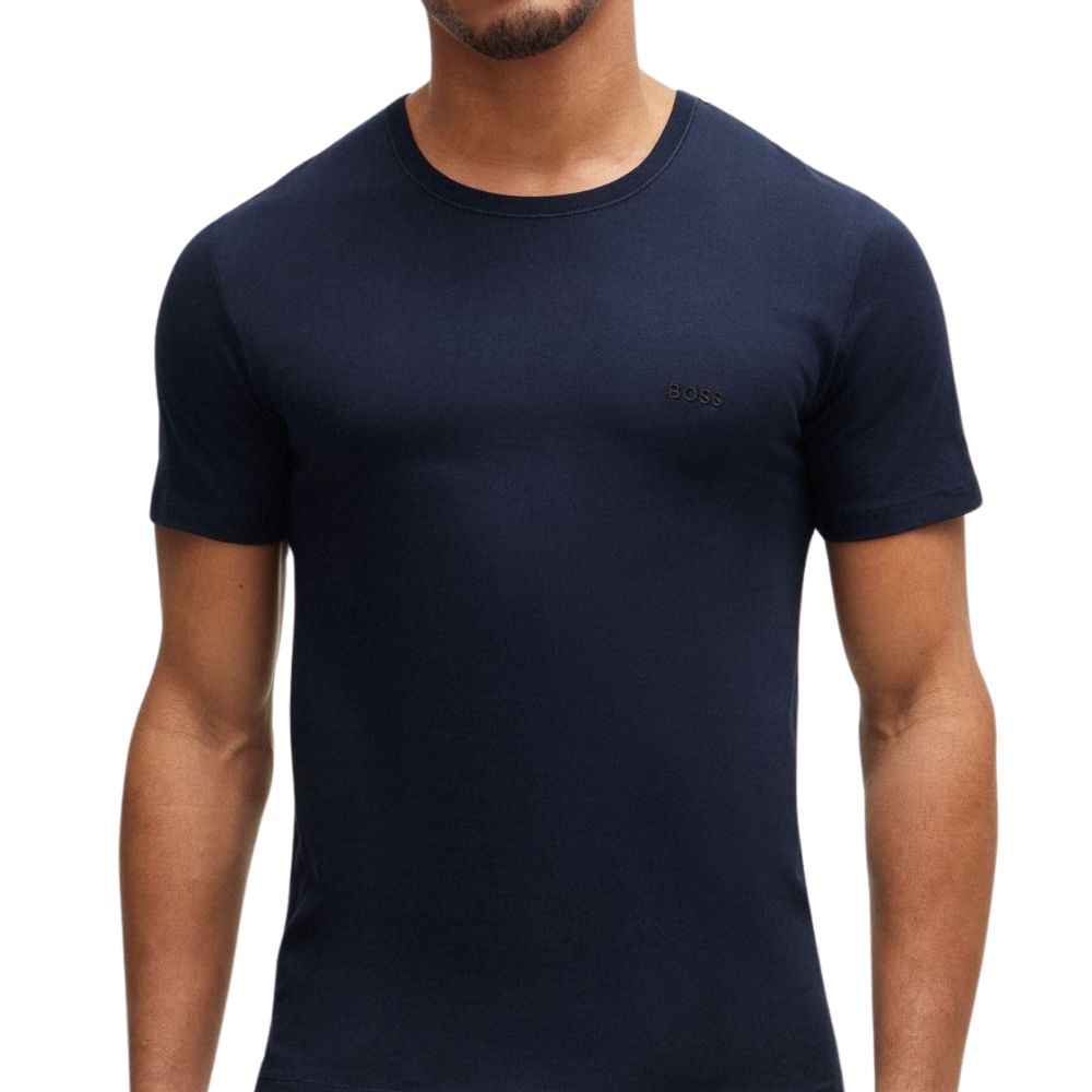 BOSS Herren T-Shirt: Baumwoll-Jersey, Logo-Stickerei, klassischer Rundhalsschnitt