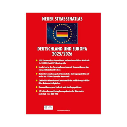Neuer Straßenatlas Deutschland/Europa 2025/2026: Praktisch mit Spiralbindung