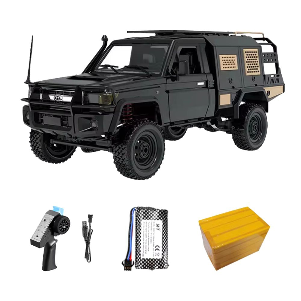 Toyota LC79 MN82 (1:12) RC Pickup Truck | 4WD Offroad Kletterauto, Ferngesteuert (MN82S - 1B FB (Schwarz)