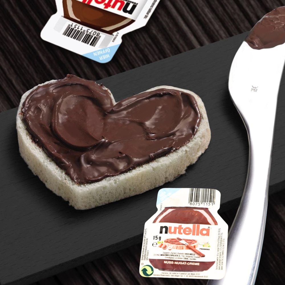Nutella 'Ferrero' Brotaufstrich 120 x je 15g Mini-Format: 1,8kg Vorrat für Frühstücksbuffet