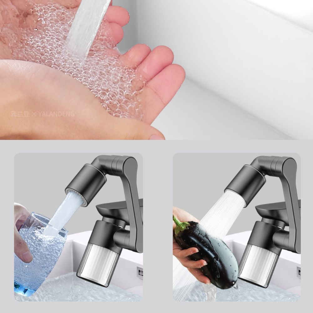 1440° drehbarer Wasserhahn-Verlängerung mit Wasserfilter | 2-Modi Multifunktions-Sprayer für Küche & Bad