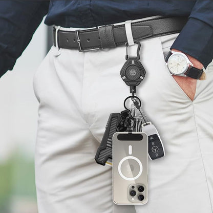 Magnetischer einziehbarer Schlüsselanhänger (2er-Pack): Karabiner ID-Ausweishalter mit beschichtetes Stahlseil