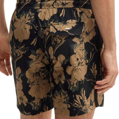 BOSS 'Alain' Badeshort Herren mit Blumen-Print, Seitenstreifen & Kordelzug: Schnelltrocknend