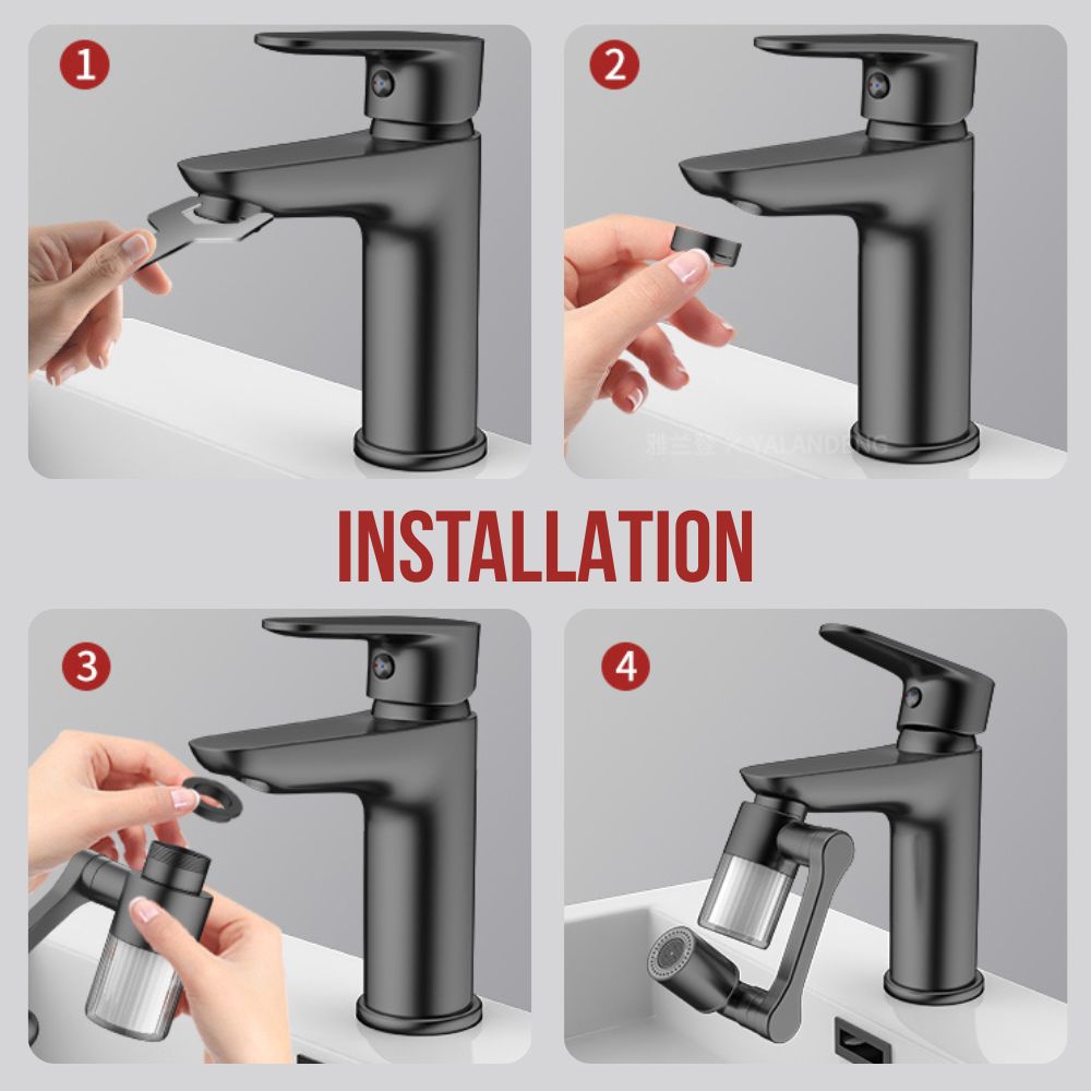 1440° drehbarer Wasserhahn-Verlängerung mit Wasserfilter | 2-Modi Multifunktions-Sprayer für Küche & Bad