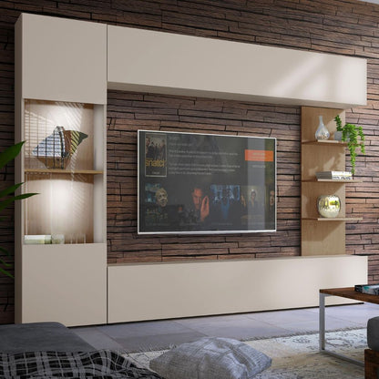 Wall unit 'Lazando' | Media wall, display cabinet, TV wall with white LED lighting