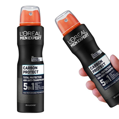 L'Oréal Men Expert 5-in-1 Deo für Männer für bis zu 48 Stunden Frische: Carbon Protect (6x150ml)