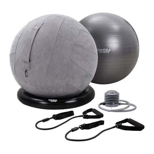 Miweba Sports Gymnastikball-Set aus PVC: Traglast 500kg, 65cm | Sitztrainer - Fitnessball Stuhl