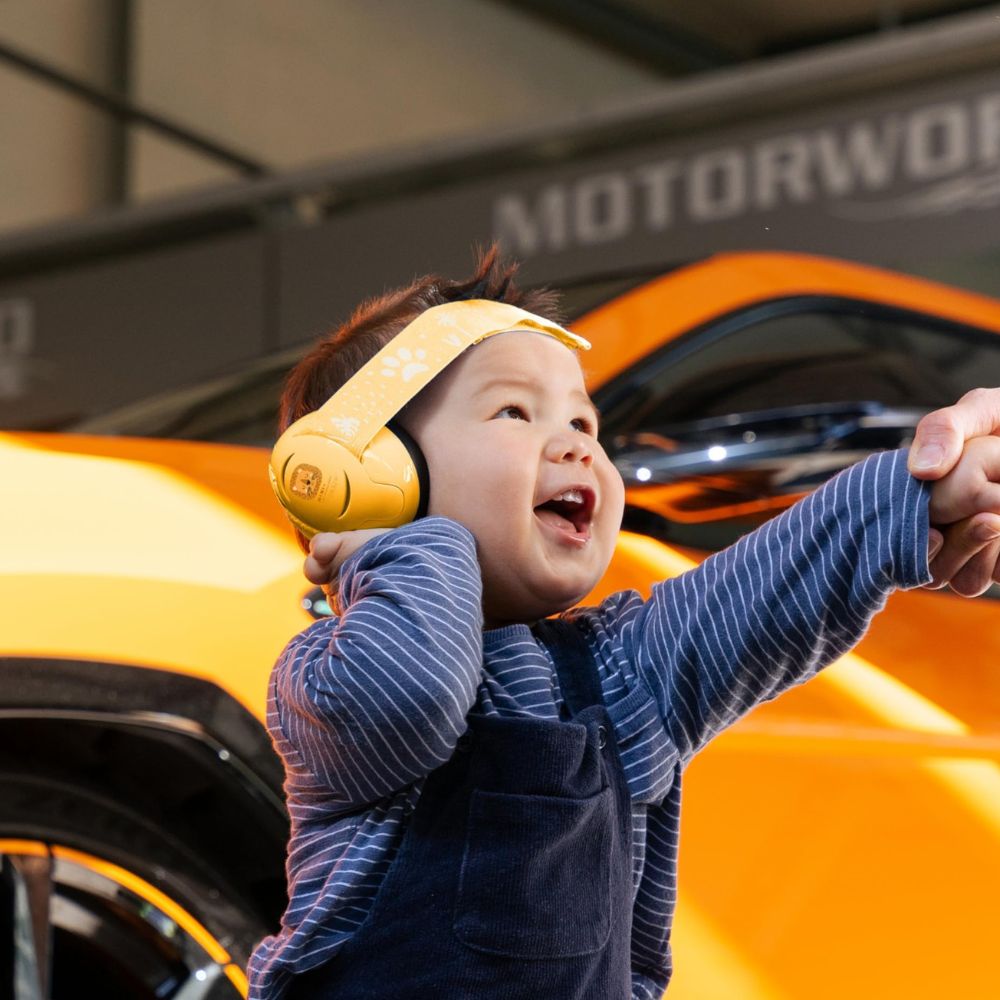 Schallwerk® Mini+ earmuffs for toddlers (Lion Yellow): Noise protection headphones for babies and children