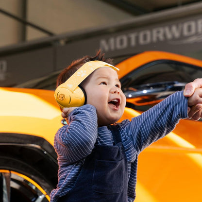 Schallwerk® Mini+ earmuffs for toddlers (Lion Yellow): Noise protection headphones for babies and children