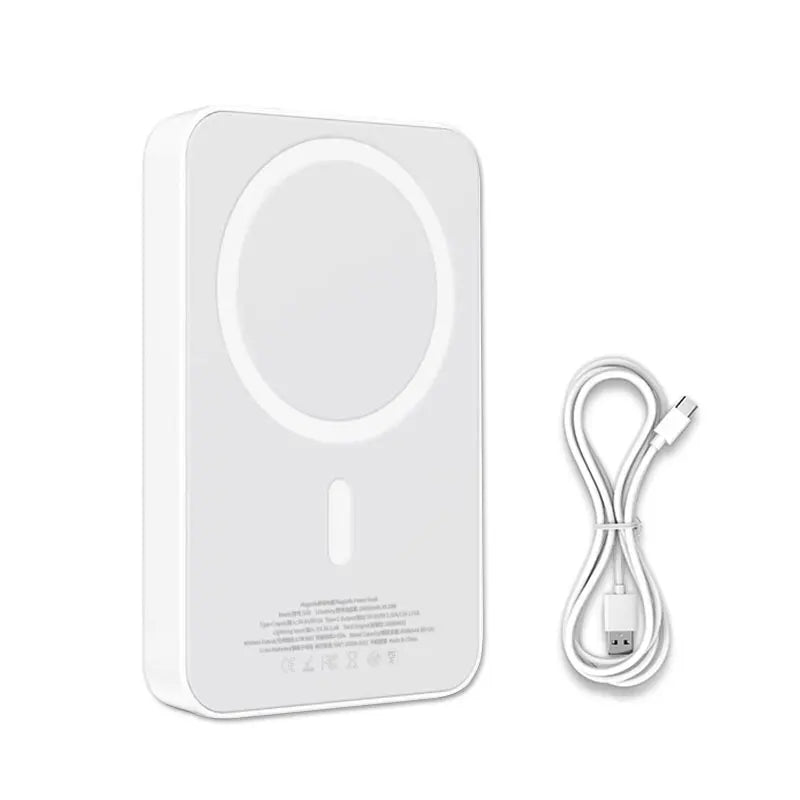 ROCOREN 10.000mAh Magnetische Powerbank: 20W Wireless Schnellladegerät für iPhone 15/14/13/12 Pro-Pro Max (Weiß)