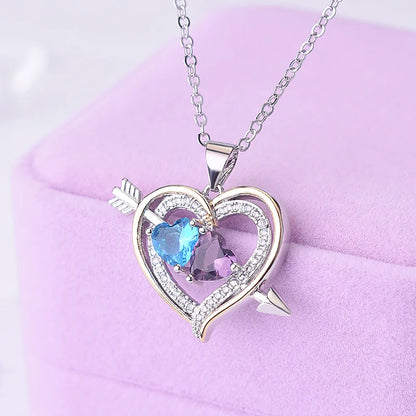 Silberherz Halskette mit Lila-Blauem Zirkon | 925 Sterling Luxus Schmuck für Frauen