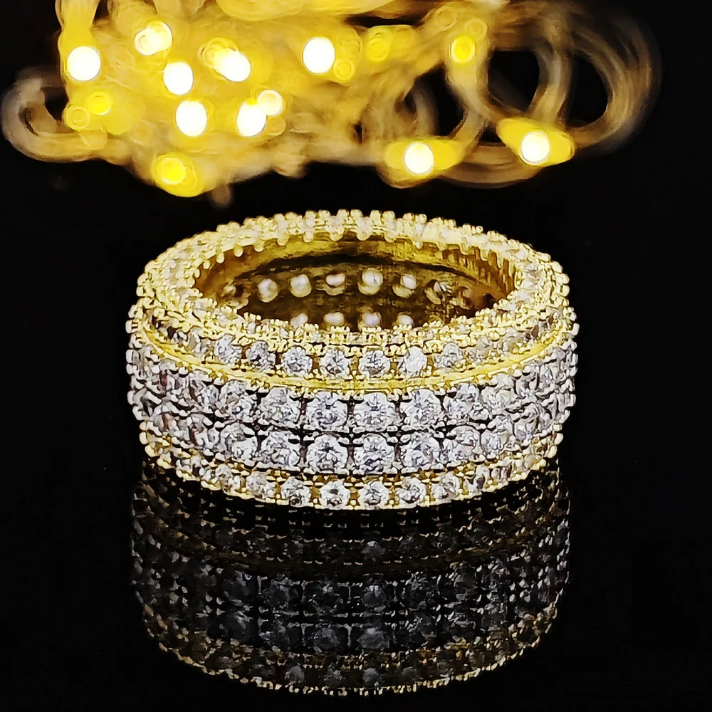 Luxus goldplattierter glitzernder Eternity-Ring mit Zirkonia | Geschenk für Anlässe 2