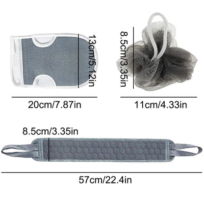 3-teiliges Körperpeeling-Set: Rückenschrubber - Badehandschuh - Duschbürste 5