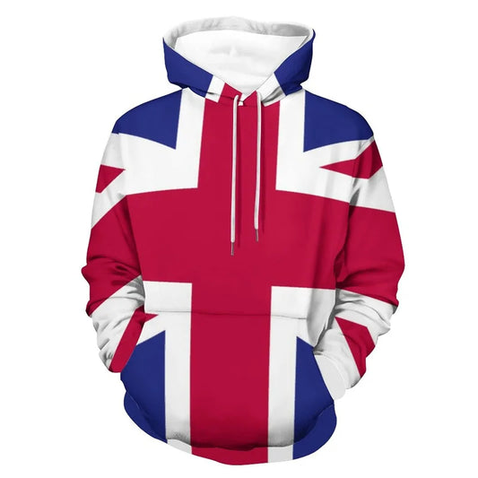 Sweat à capuche 3D pour fan de football, drapeau anglais du Royaume-Uni, édition 3D