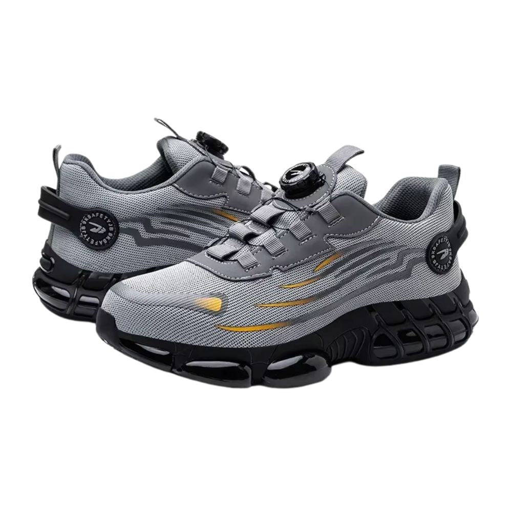 Rotating Button Sicherheitsschuhe | Herren Outdoor-, Arbeitsschuhe: Anti-Smash, Anti-Puncture (Grau)